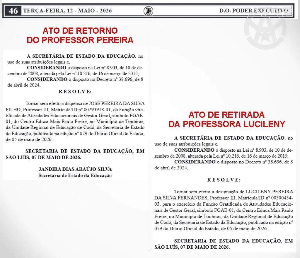 SEDUC recua e Professor Pereira reassume direção do EducaMais Paulo Freire em Timbiras